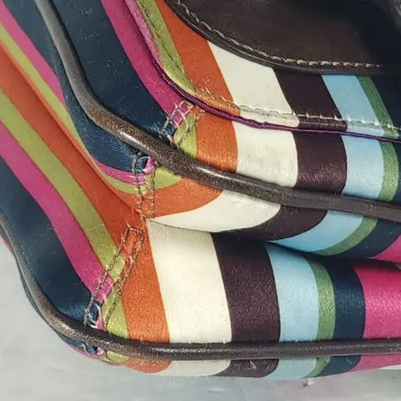 Coach Legacy Stripe Garcia Small Multicolor Canvas Turnlock Clutch Wristlet - Picture 13 of 16